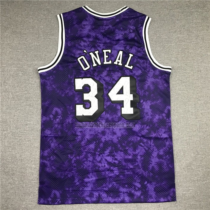 Camiseta Los Angeles Laker Shaquille O'neal NO 34 Galaxy Violeta